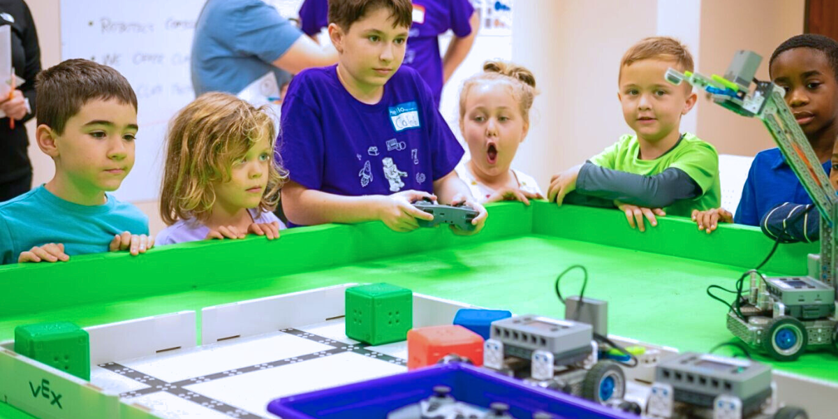 Children Engaged in Robotics STEM Activity