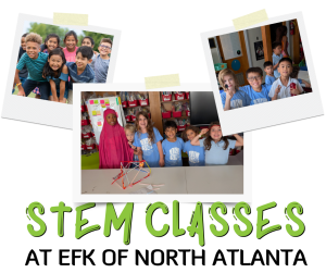 Lots of happy smiling kids enjoying engineering classes after school in North Atlanta, Georgia