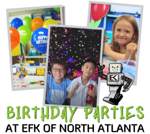 Kids smiling at a STEM Birthday Party at Engineering For Kids® North Atlanta